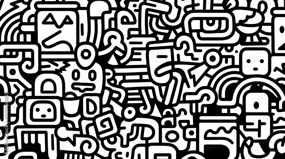 Funny doodle seamless pattern, artistic background Funny doodle seamless pattern, artistic background