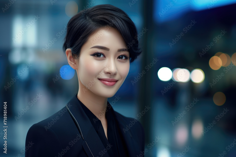 Young asian woman, professional entrepreneur standing in office clothing, smiling and looking confident Young asian woman, professional entrepreneur standing in office clothing, smiling and looking confident