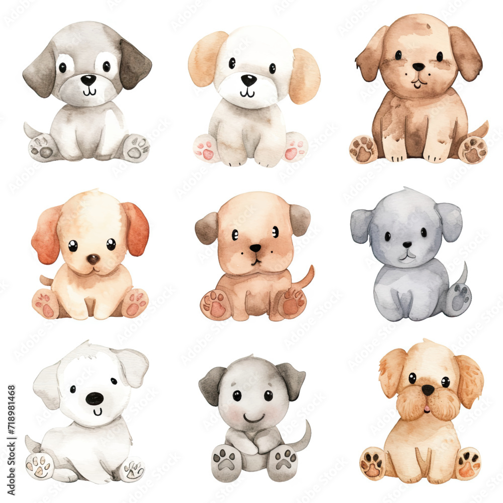 Vector hand drawn puppy collection Vector hand drawn puppy collection