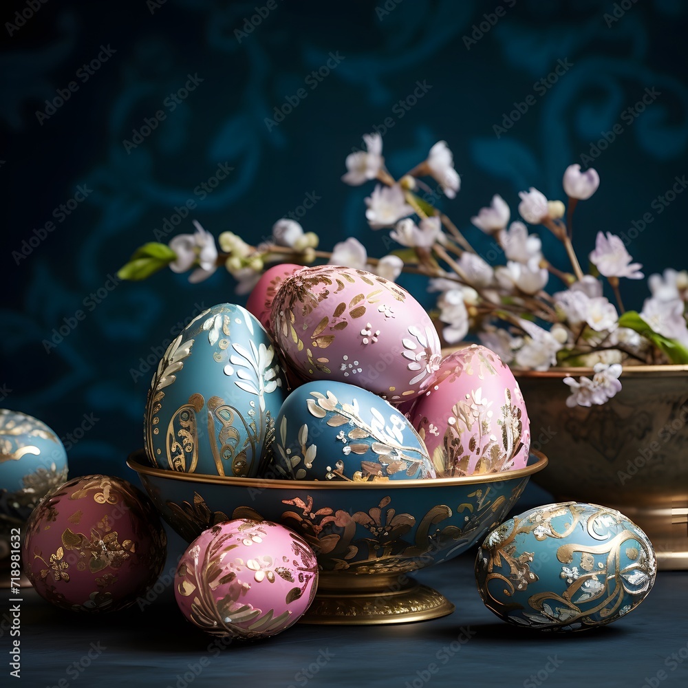 easter eggs in a basket easter eggs in a basket
