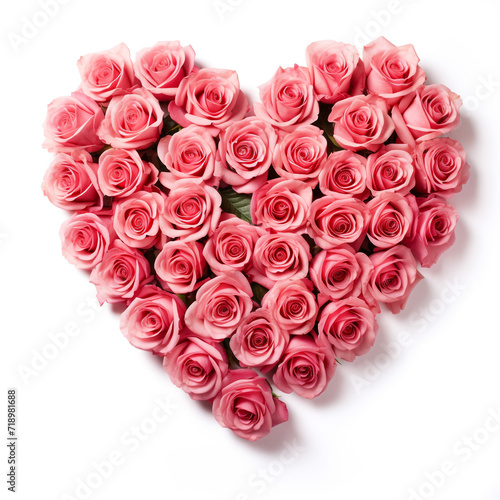 Valentines Day Heart Made of Pink Roses Isolated