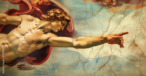 Creation of Adam, Iconic Fresco by Michelangelo Depicting the Divine Touch in the Sistine Chapel