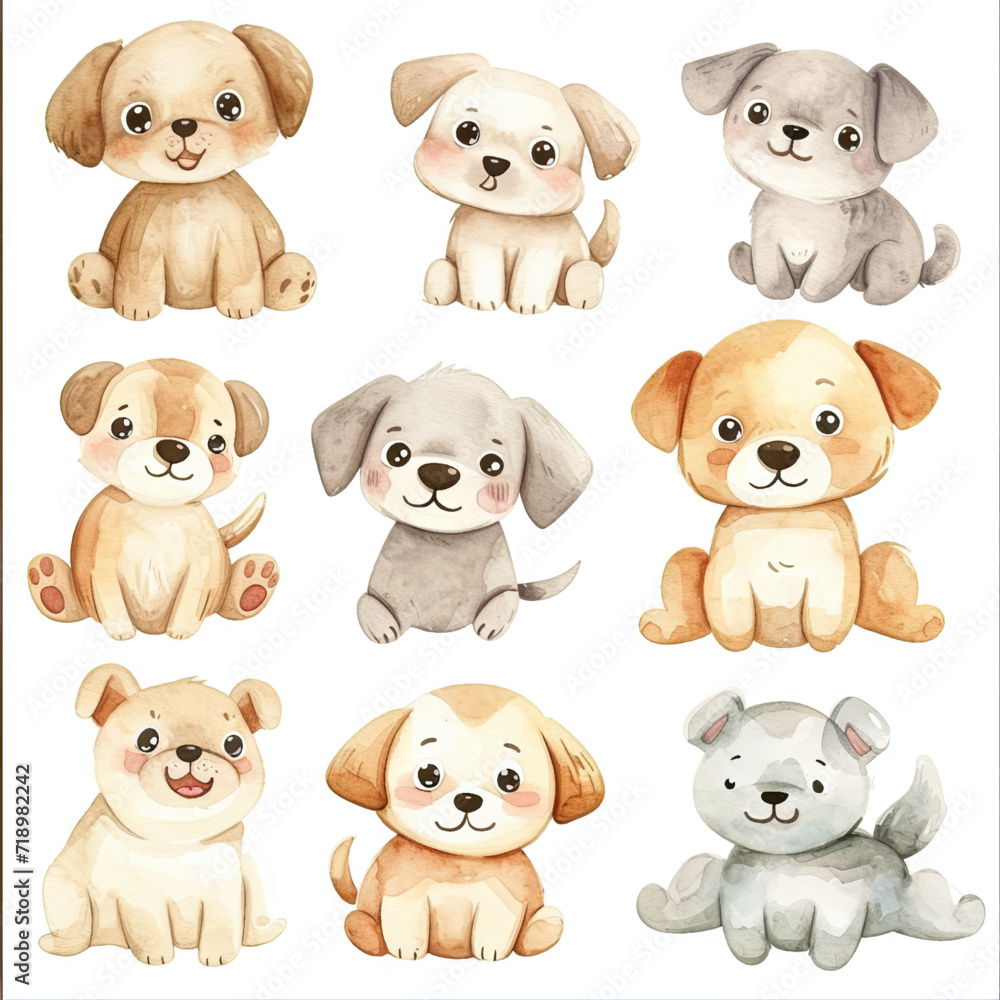 Vector hand drawn puppy collection Vector hand drawn puppy collection