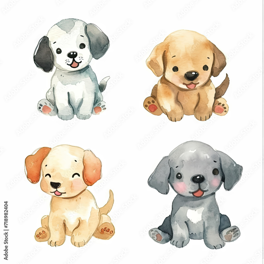 Vector hand drawn puppy collection Vector hand drawn puppy collection