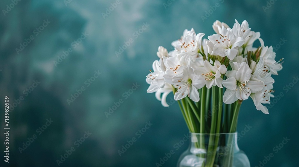 a vase with white flower