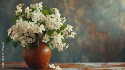 a vase with white flower