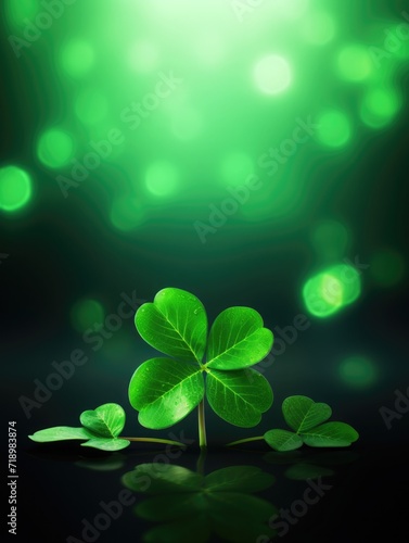 St. Patrick's Day abstract green background decorated with shamrock leaves. Patrick Day pub celebrating