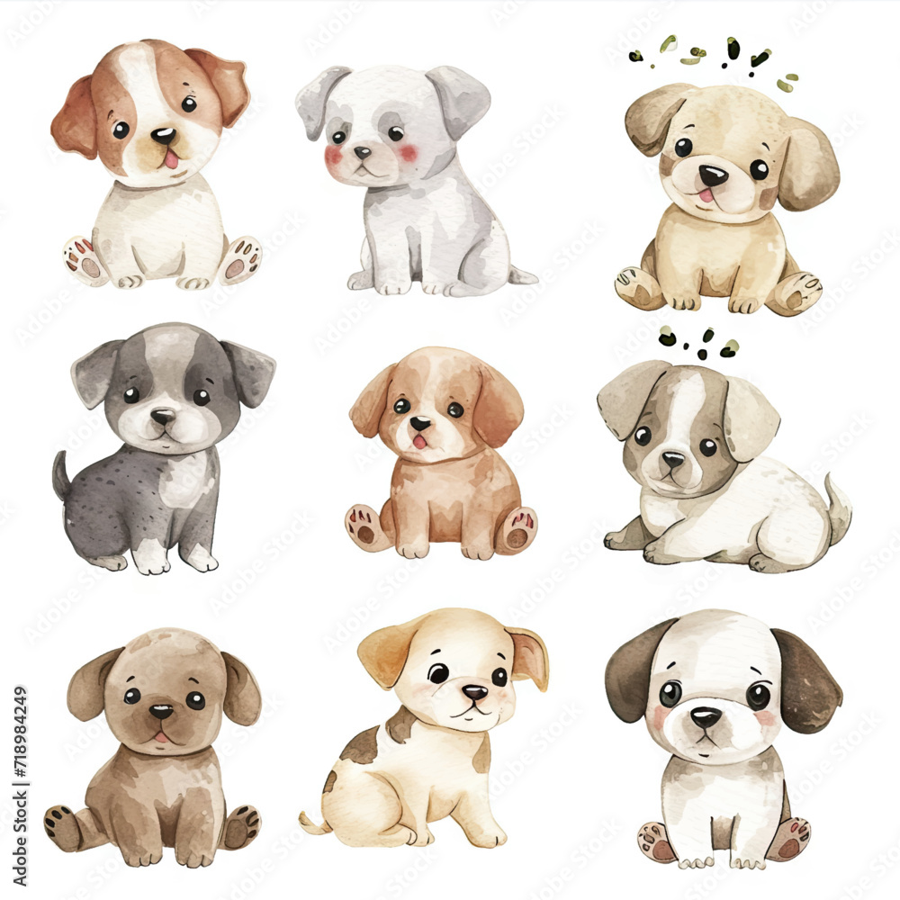 Vector hand drawn puppy collection Vector hand drawn puppy collection