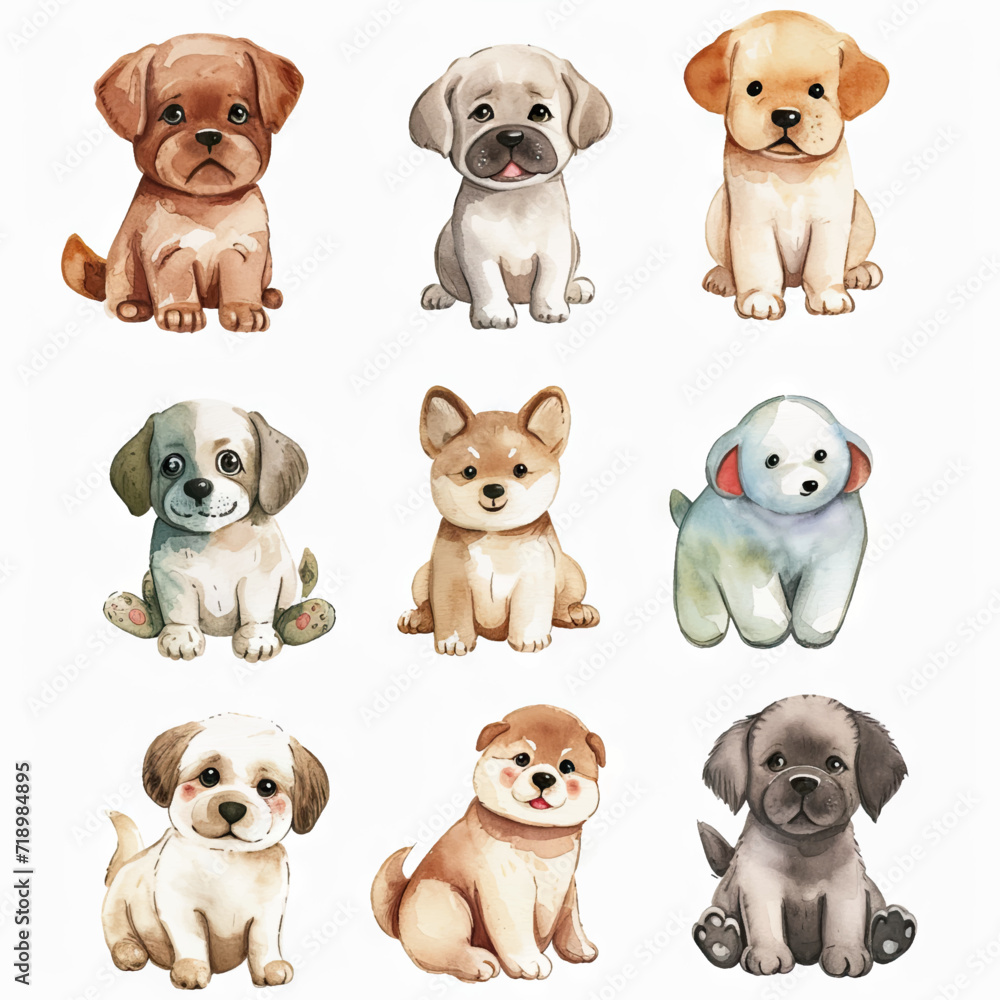 Vector hand drawn puppy collection Vector hand drawn puppy collection