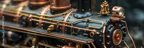 Vintage Model Train, a Detailed Miniature Locomotive on Classic Tracks photo