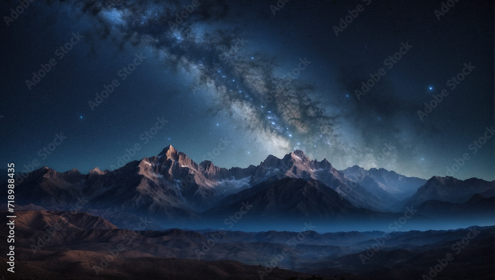 Space view from the mountain, cosmic background