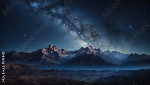 Space view from the mountain, cosmic background