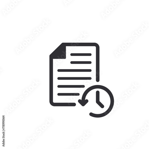File history. Document history. Profile icon. Document icon. Paper icon. History icon. History line. Recover file. Countdown time. Clock sign. Survey. Application form. Worksheet sign. Database
