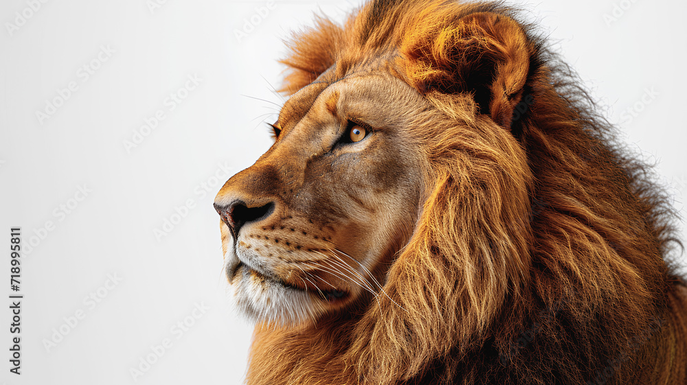 Fototapeta premium Сlose up Portrait of a Lion on a Wite Background.