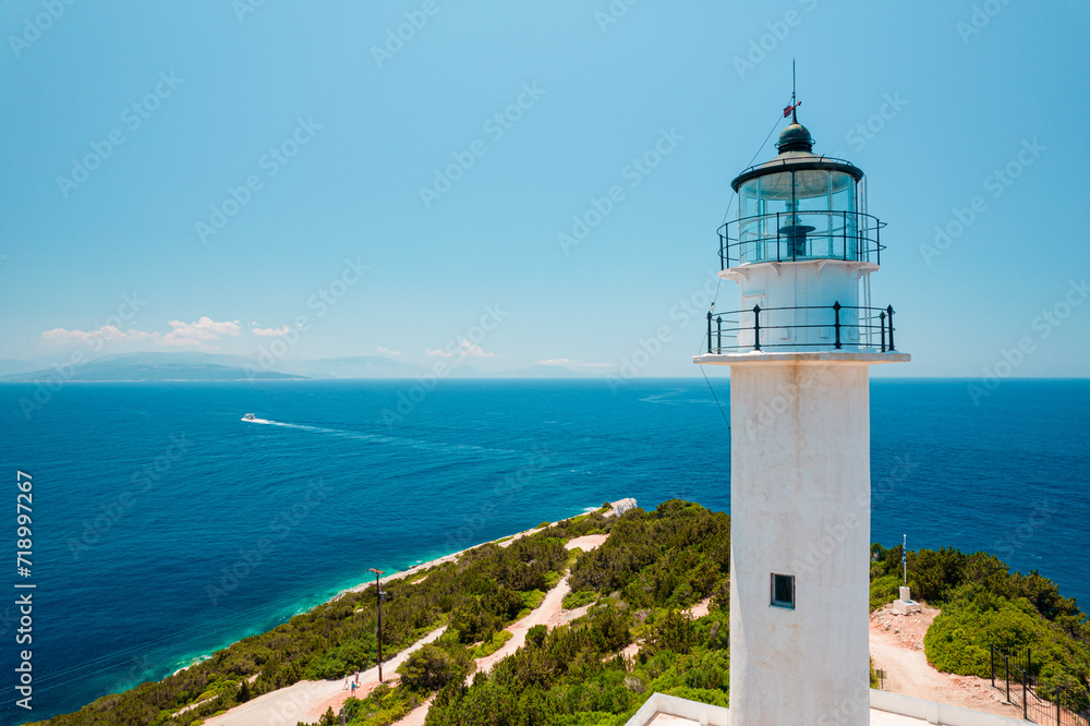 Lighthouse on the island Lighthouse on the island , Phare d'Akrotiri Lefkada. Greece.