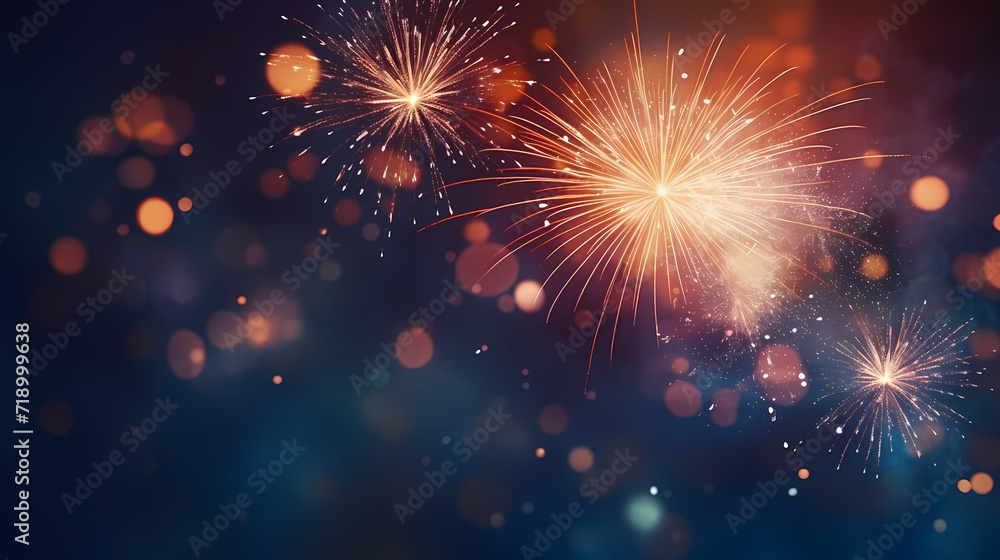 Fototapeta premium Fireworks background for celebration, holiday celebration concept