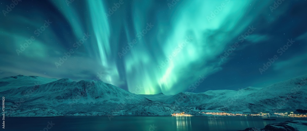 Northern lights or Aurora borealis in the sky - Tromso, Norway
