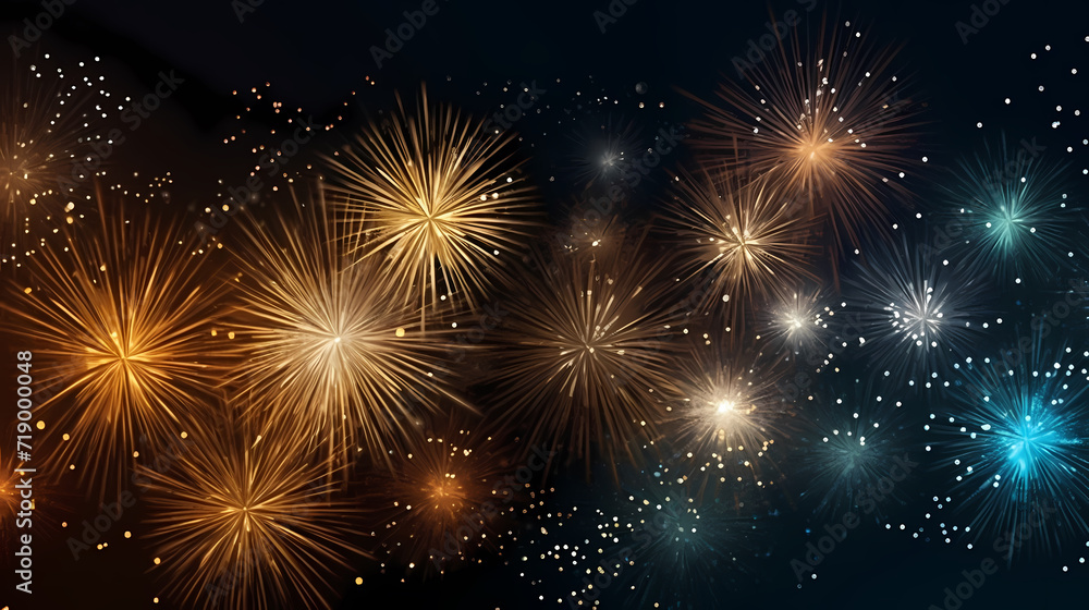 Beautiful fireworks background at night for holiday decoration Beautiful fireworks background at night for holiday decoration