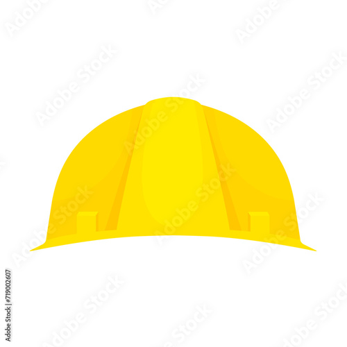 Construction worker helmet vector illustration isolated on white background. Yellow head protector.