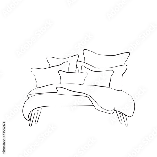 Sofa with many pillows linear