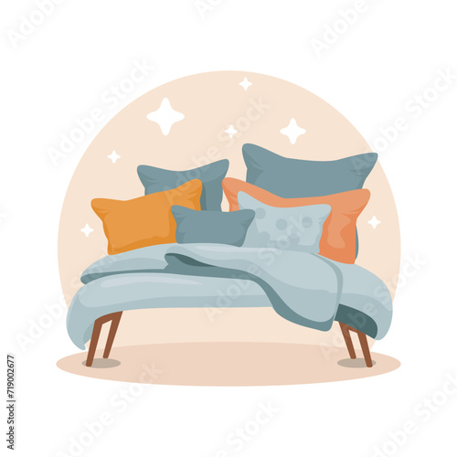 Sofa with many pillows