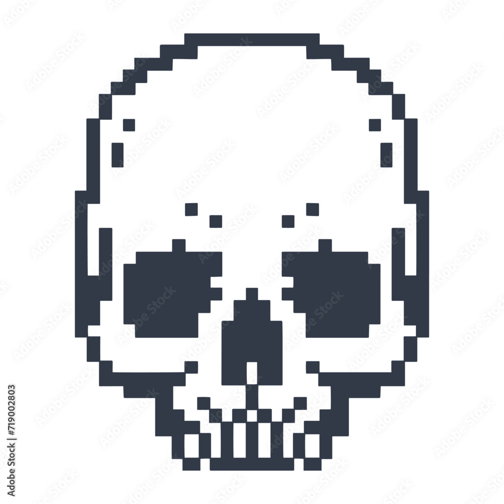 Obraz premium Pixel skull vintage element monochrome