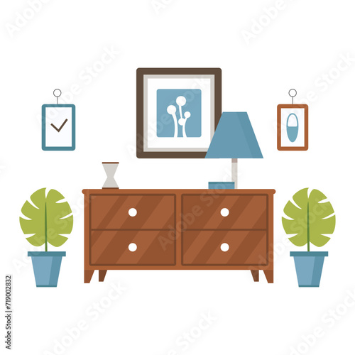 Chest of drawers with flowerpots
