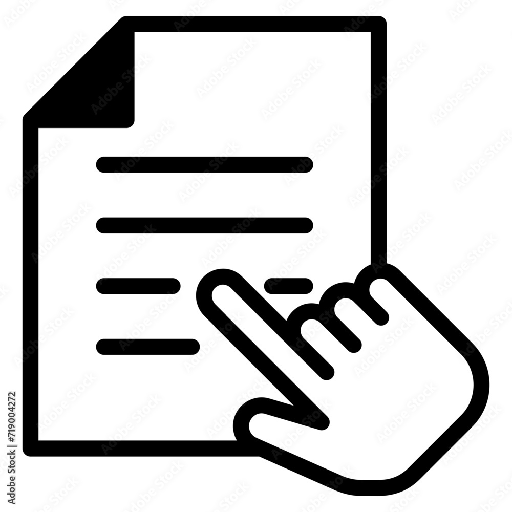 Hand clicking book. Reading icon