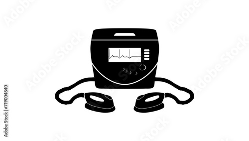 defibrillator sign , black isolated silhouette