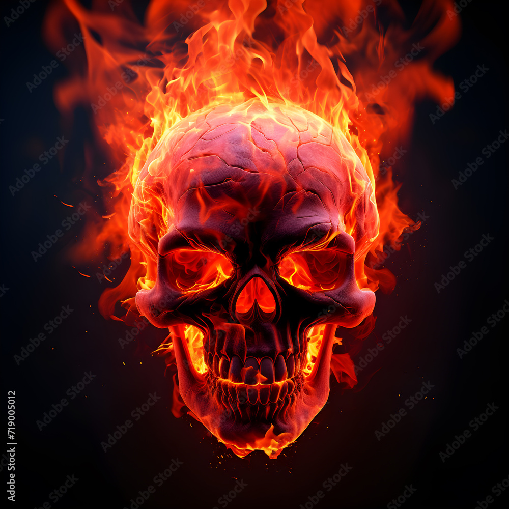 skull in fire vector 