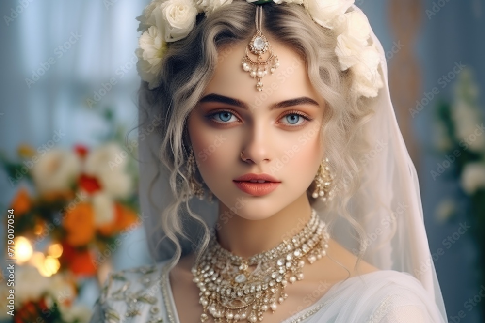 Portrait of a Hindu bride girl