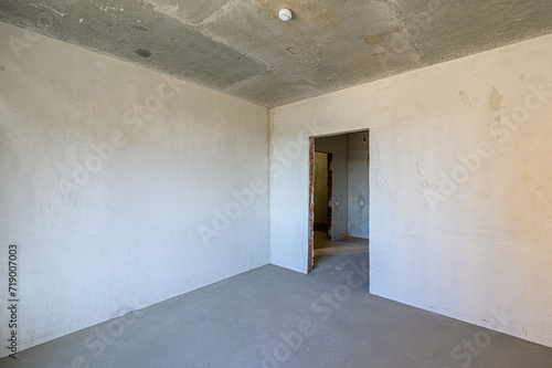 rough repairs for self-finishing. interior decoration  bare walls of the room  stage of construction. interior apartment room