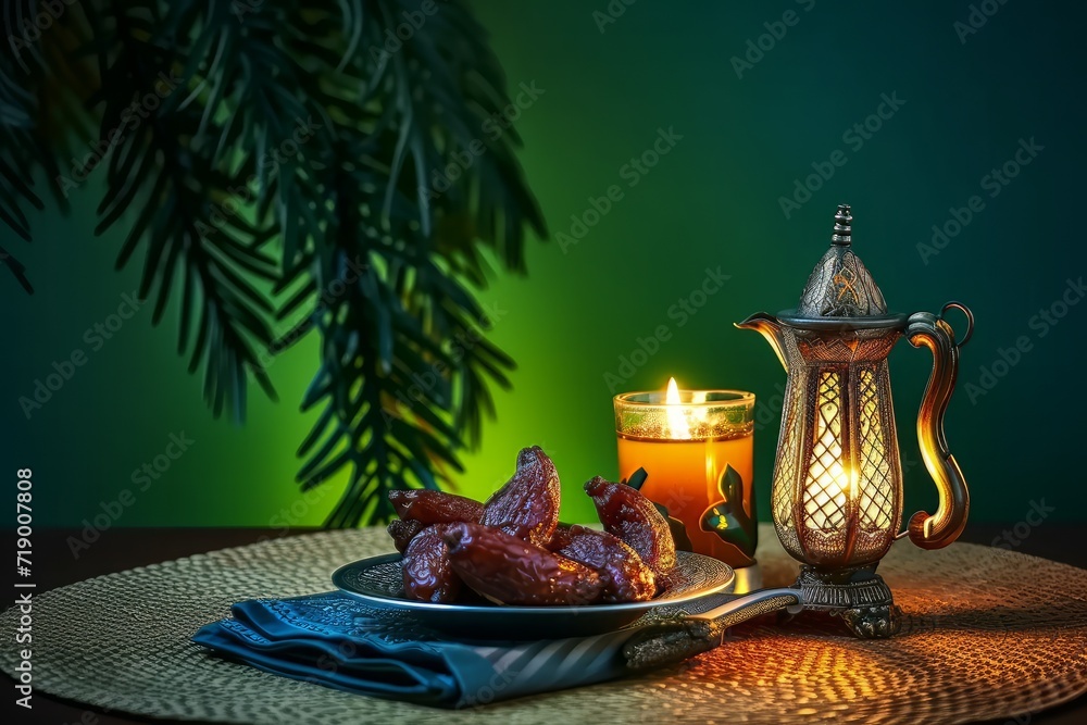 Date palm fruit drink called and lighting the Lantern with candles