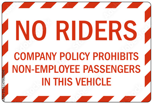 Truck safety sign no riders