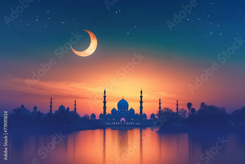 iftar time sunset dusk background design
