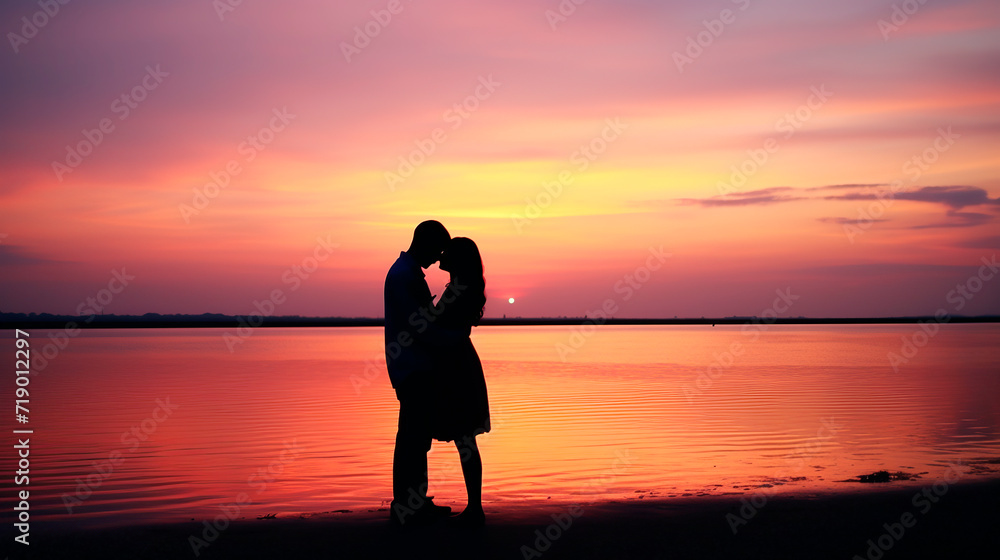Fototapeta premium silhouette of a woman on the beach