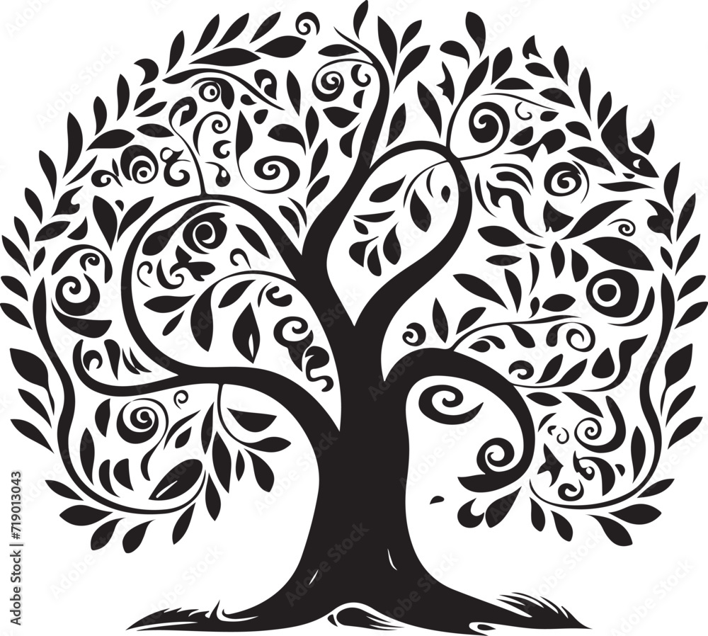 Obraz premium Tree silhouette Hand-drawn isolated Vector illustrations