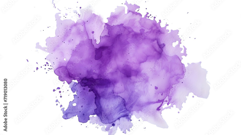 Purple Watercolor Stain on Transparent Background