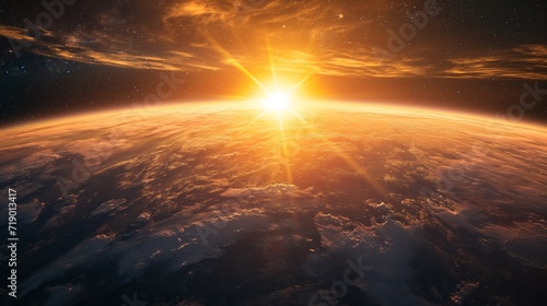Fotografering The Sun Rising Over the Earth From Space