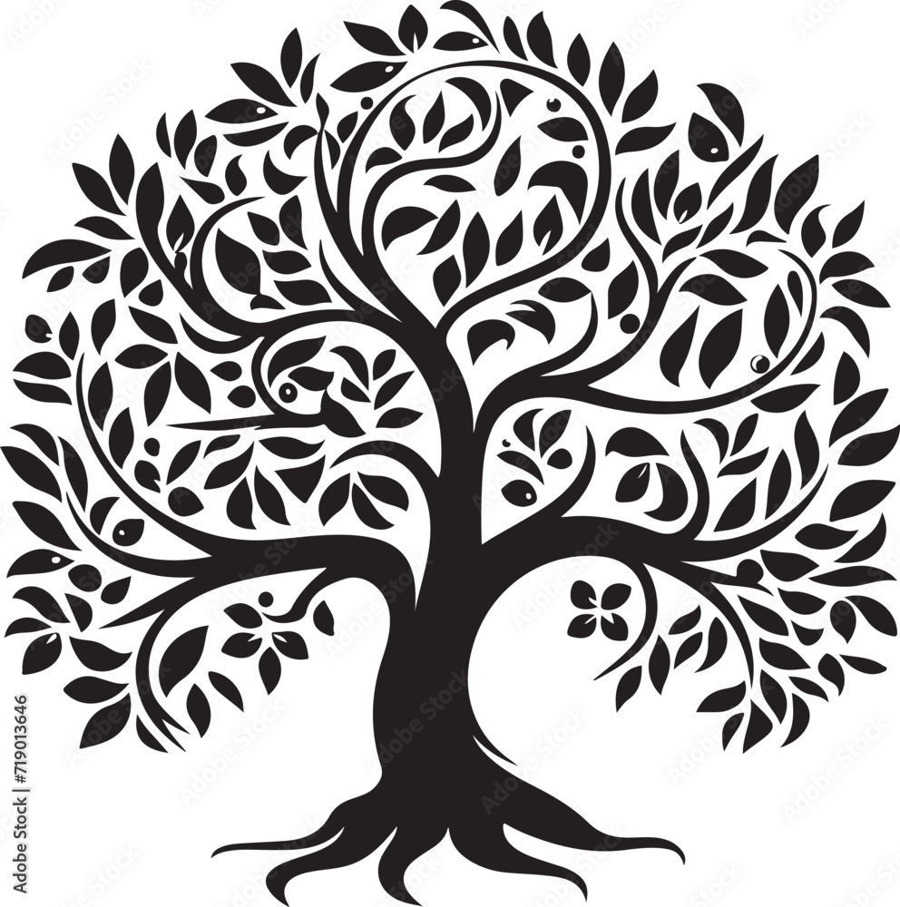 Obraz premium Tree silhouette Hand-drawn isolated Vector illustrations
