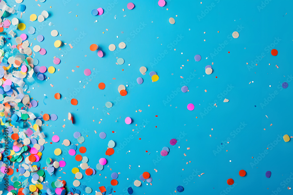 Light Blue background with pink scattered confetti copy space for text Light Blue background with pink scattered confetti copy space for text