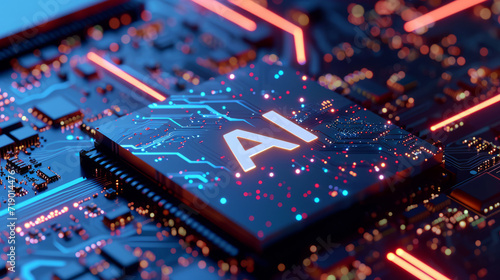 Futuristic Artificial intelligence powered CPU processor unit