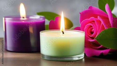 Beauty water therapy candle spa wellness light care health relaxation romantic bath.  generative  AI.