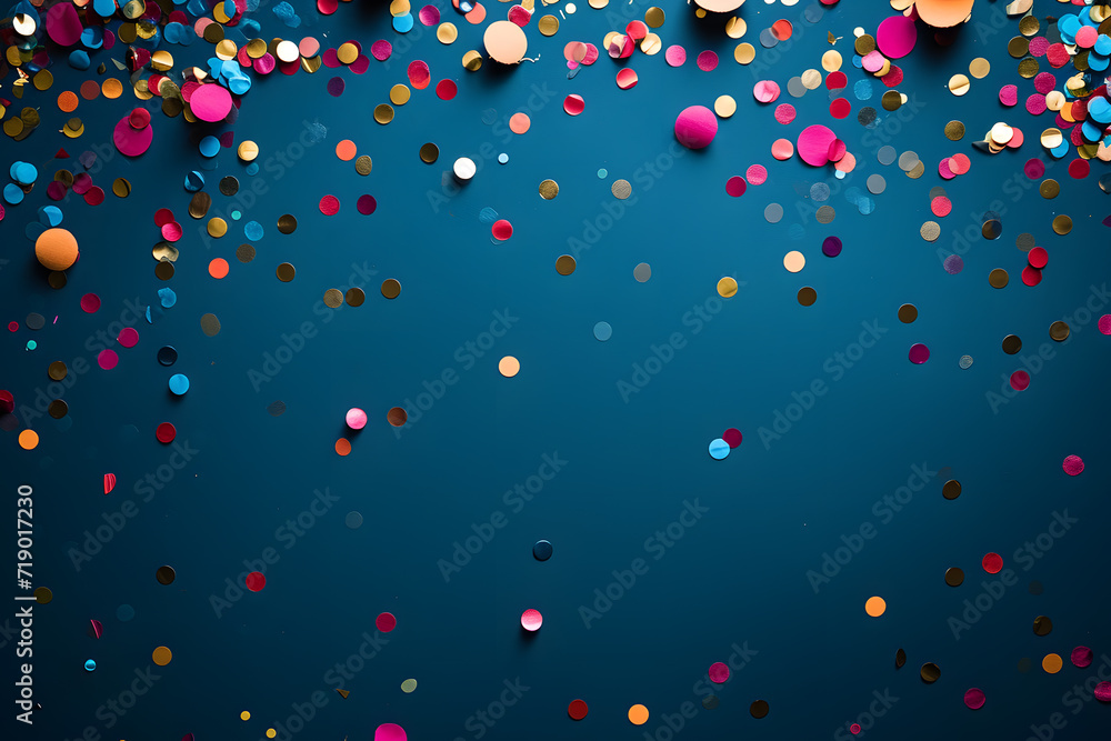 Navy Blue background with pink scattered confetti copy space for text Navy Blue background with pink scattered confetti copy space for text