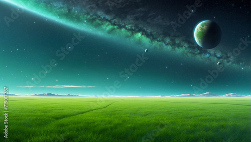 A mixture of nature and astronomy illustration background