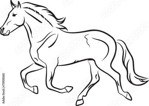 Horse Line art vector illustration black color