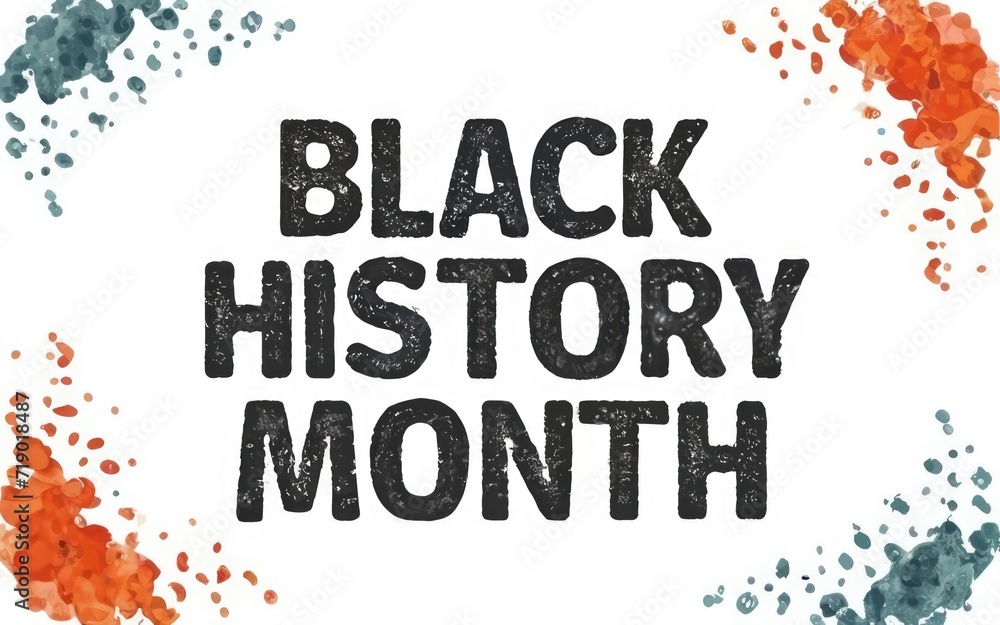 Fototapeta premium Black History Month poster with a text title. African-American people's equality rights are celebrated. Watercolor style illustration.