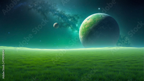 A mixture of nature and astronomy illustration background