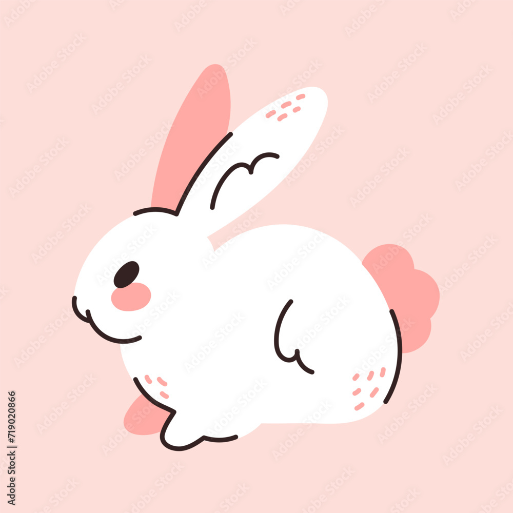 Set of Easter bunnies collection. Rabbit hare, spring holiday animal. Cartoon cute character in pastel colors. Vector illustration. Stickers for children's room. Set of Easter bunnies collection. Rabbit hare, spring holiday animal. Cartoon cute character in pastel colors. Vector illustration. Stickers for children's room.