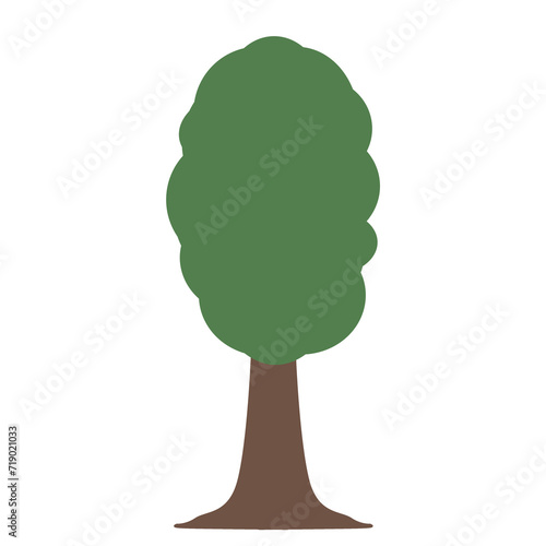 Doodle tree and wood illustration forest garden and nature with green and brown colors that can be used for social media, sticker, wallpaper, print, decoration, card, icon e.t.c